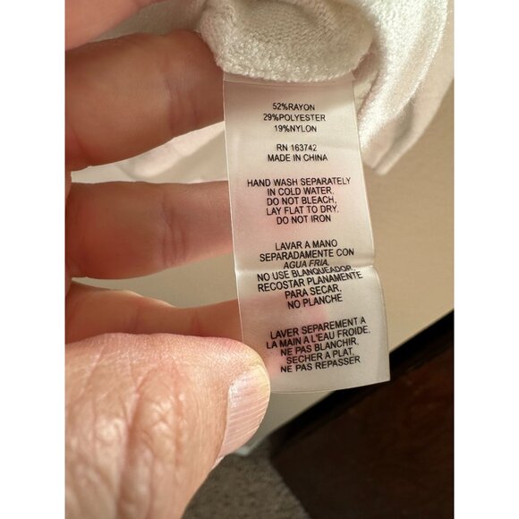 Aaeda Womens White Rust Sweater M long‎ sleeve lightweight rayon pullover - Picture 4 of 6